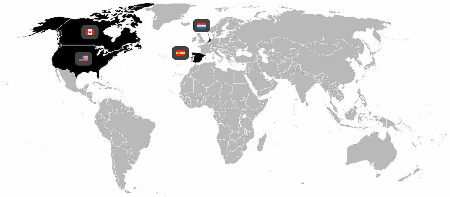 Superhairpieces locations — Canada, USA, Netherlands, Spain
